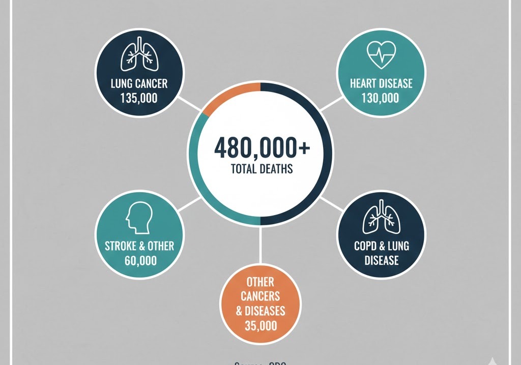 Mortality caused by smoking