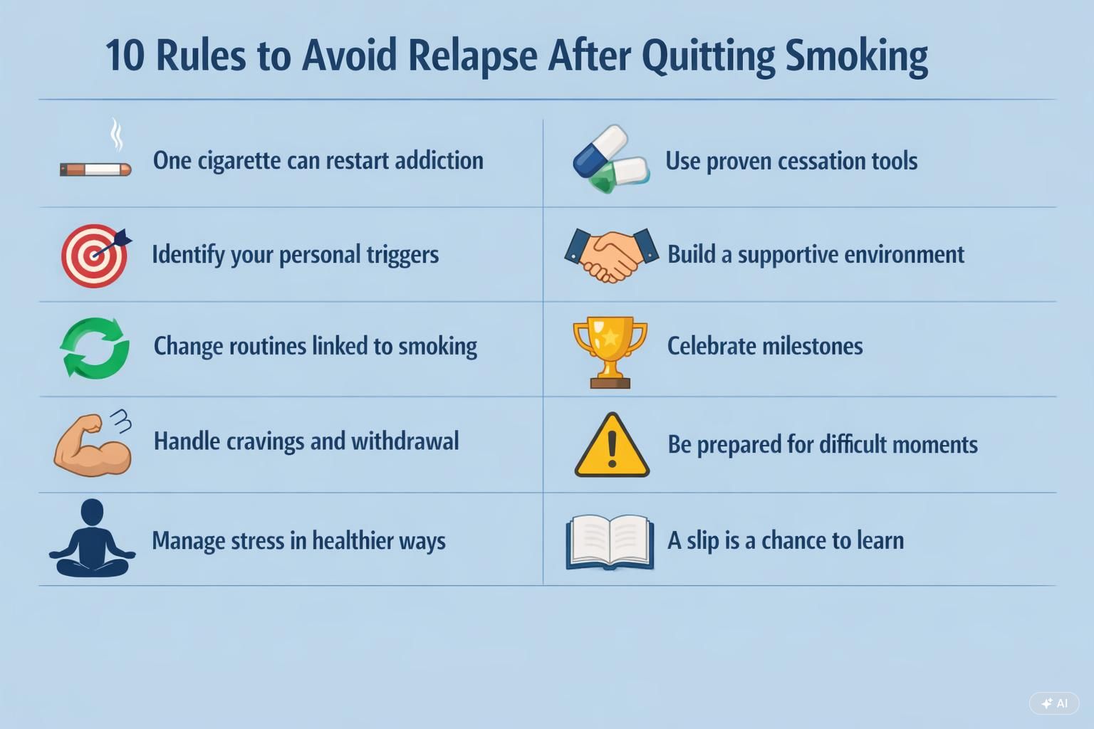 10 rules to avoid relapse
